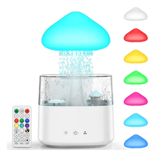Humidificador Nube Cascada Hongo Con Parlante RGB - Imagen 1